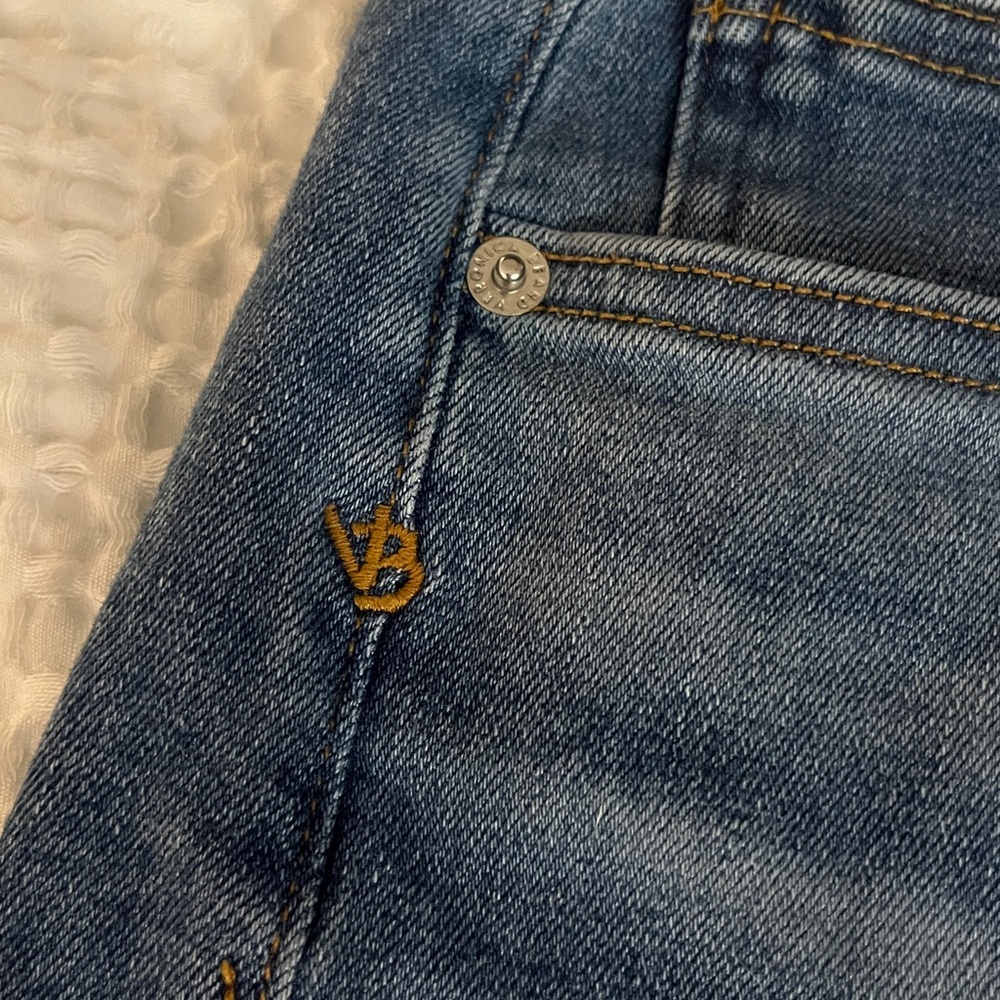 Veronica Beard Carly Kick Flare High Rise Blue and Cream Jeans - 27/4 - Picture 5 of 9